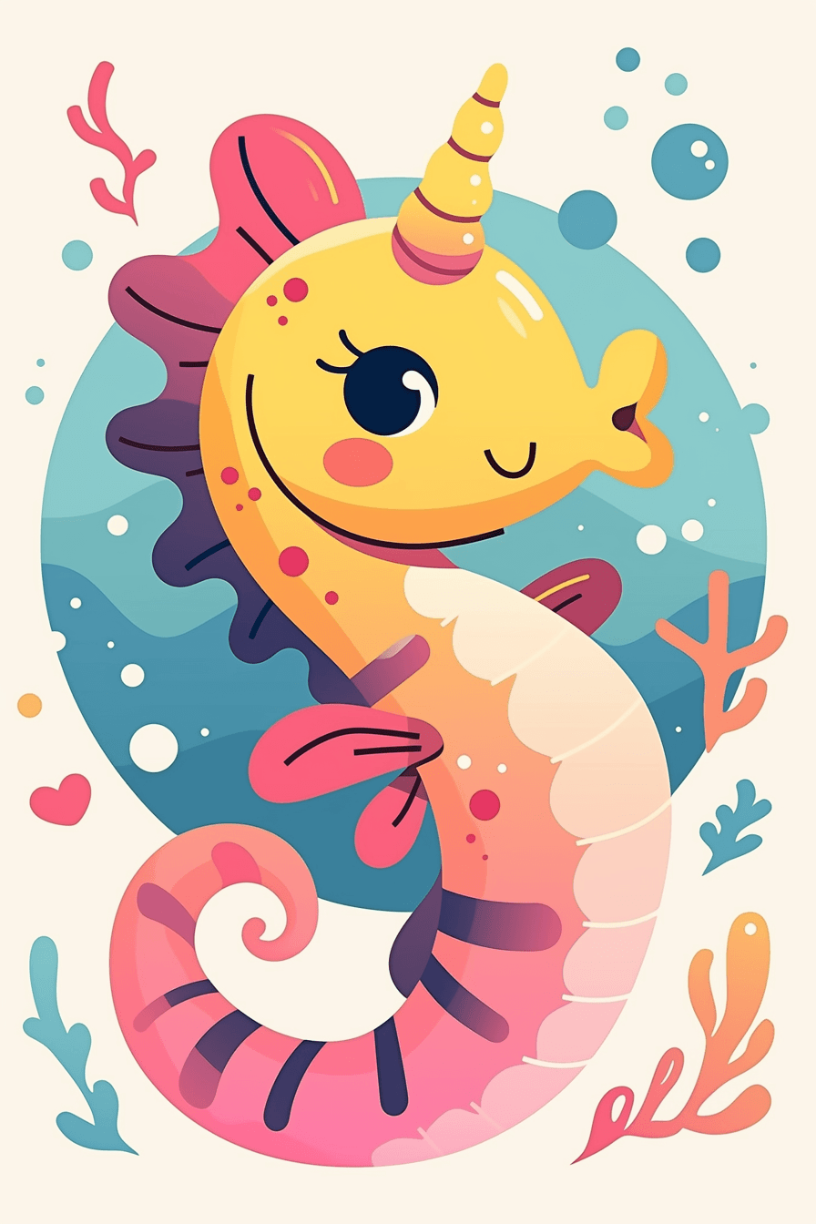Seahorse Bop original repeating artwork