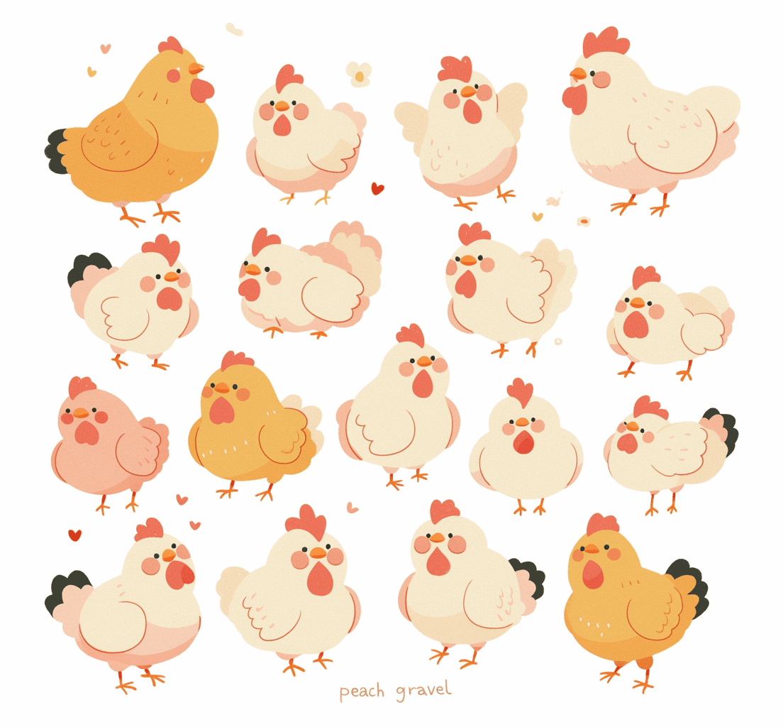 Chicken Zoom original repeating artwork