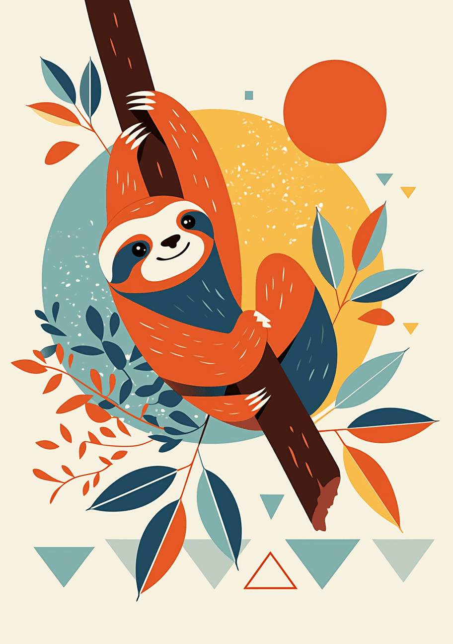 Sloth Pastel original repeating artwork