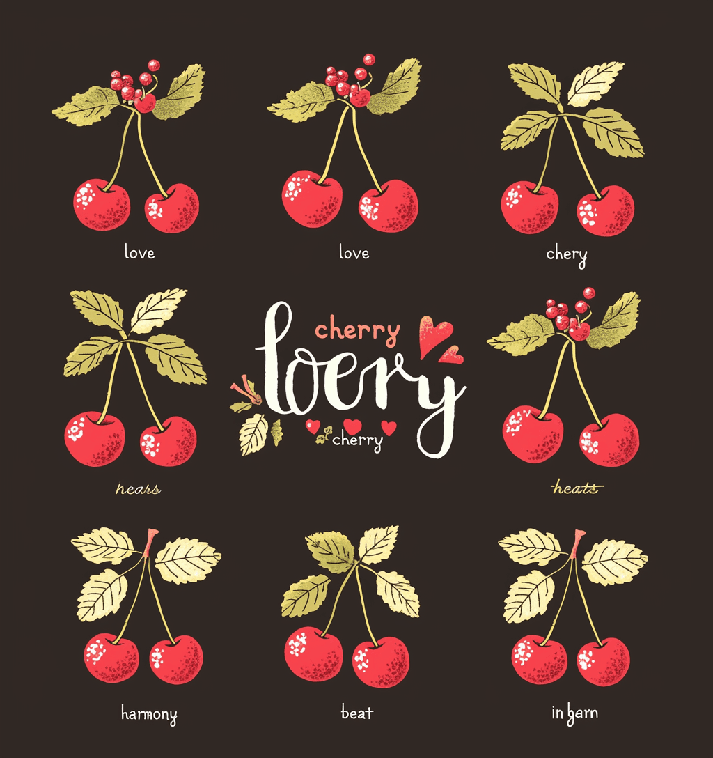Sweet Cool Cherry Picnic original repeating artwork