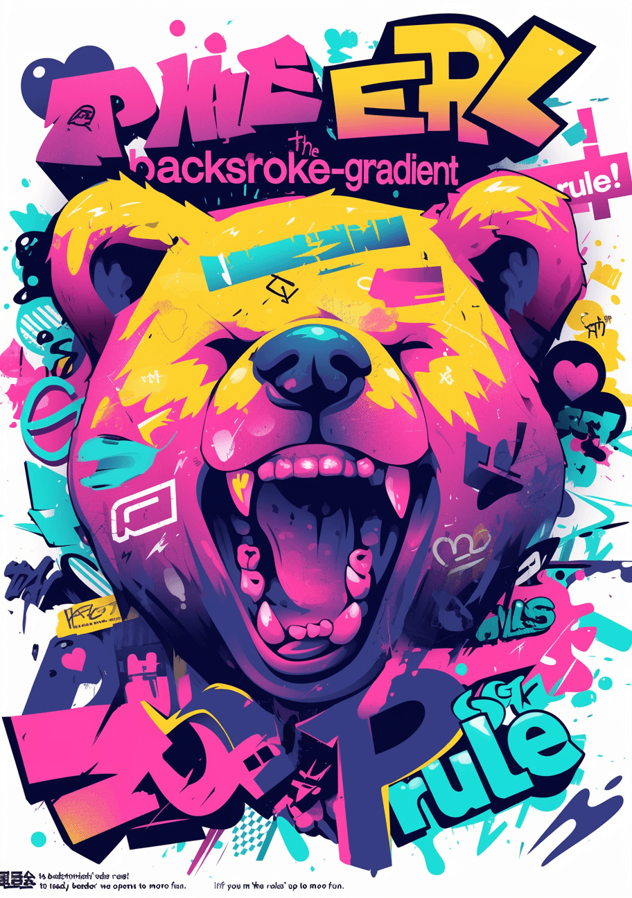 Sweet Cool Bear Kick original repeating artwork
