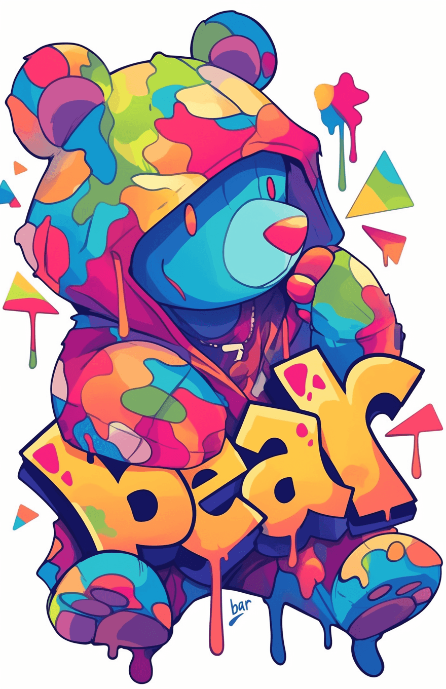 Sweet Cool Bear Picnic original repeating artwork