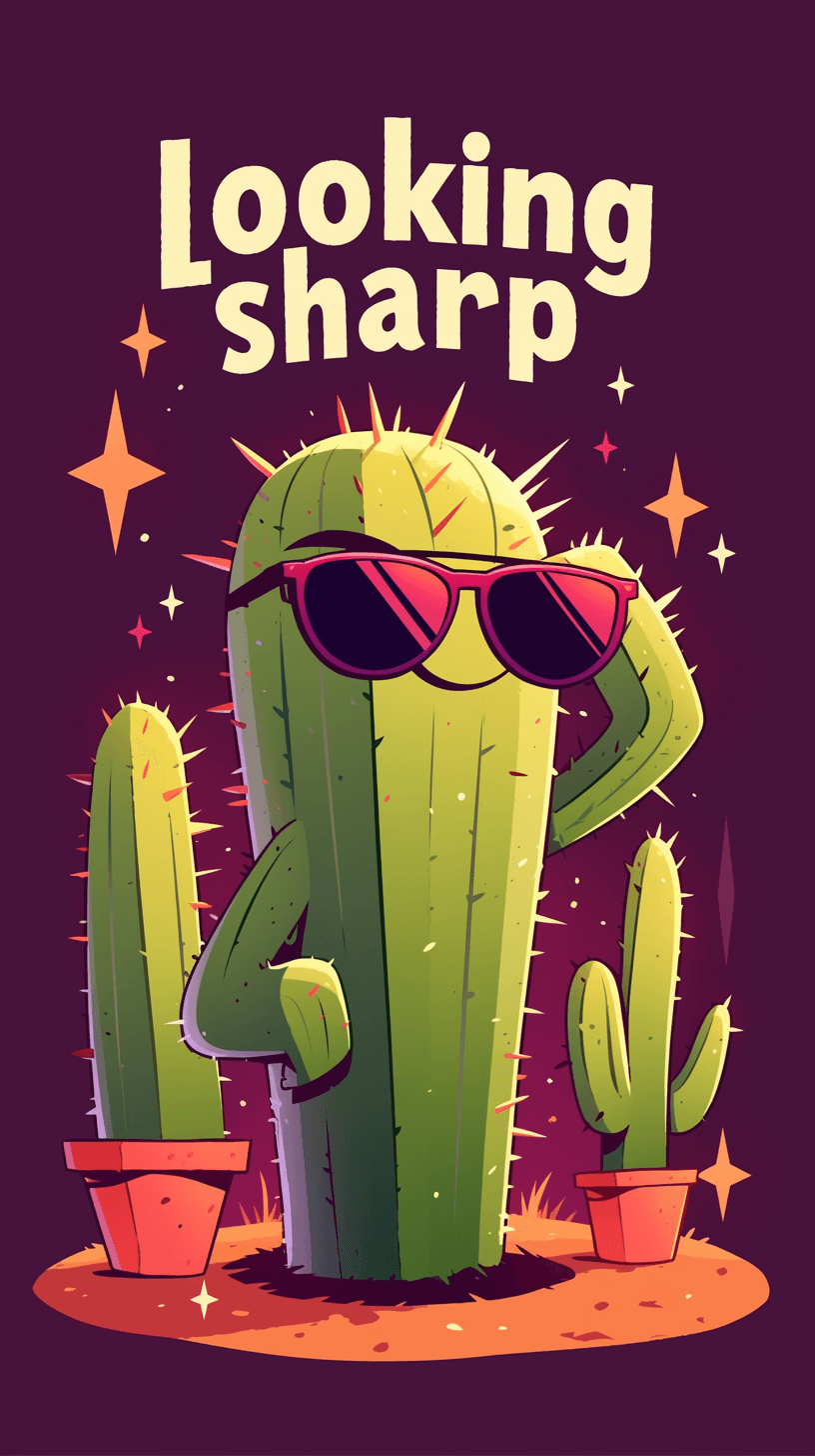Sweet Cool Cactus Squad original repeating artwork