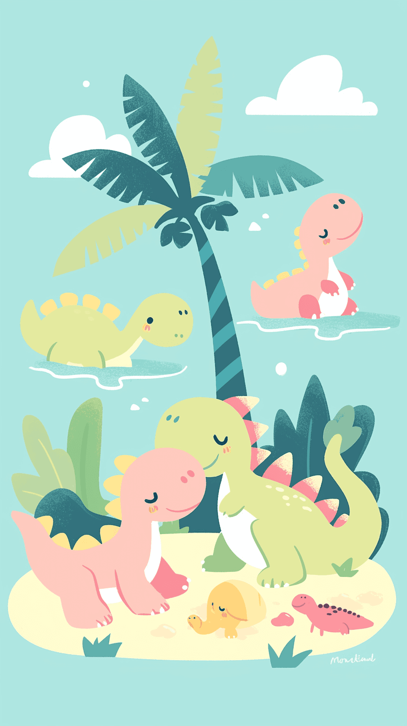 Dinosaur Bloom original repeating artwork