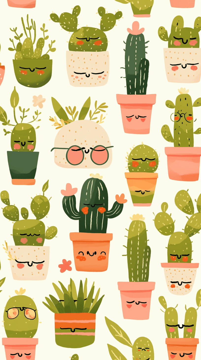Fresh Cactus Picnic original repeating artwork