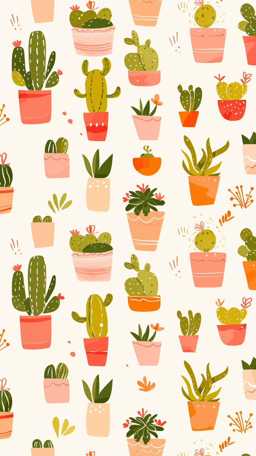 Fresh Cactus Party original repeating artwork