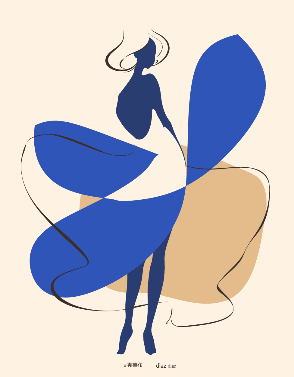 Woman Chase original repeating artwork