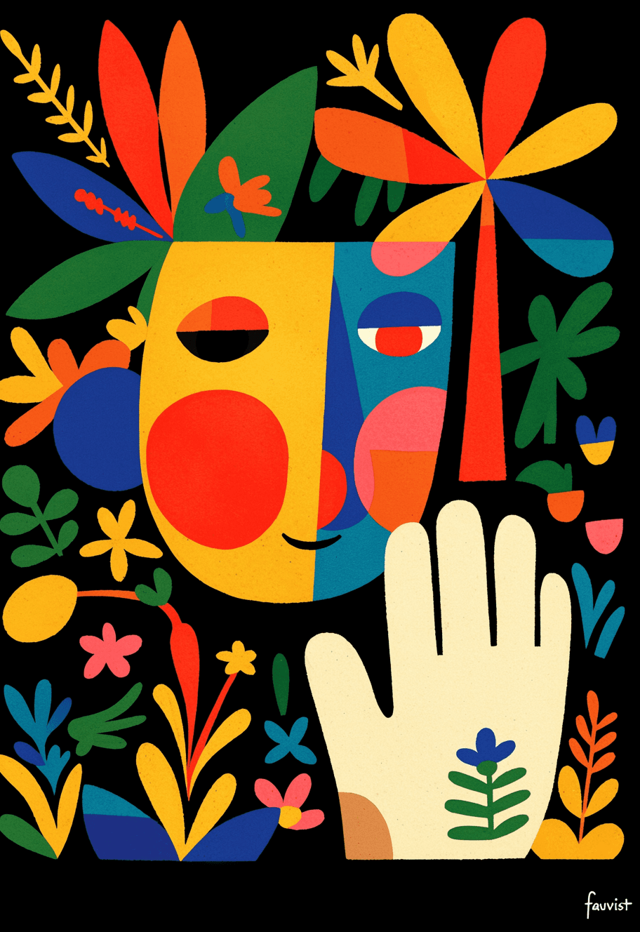 Abstract Face Pals original repeating artwork