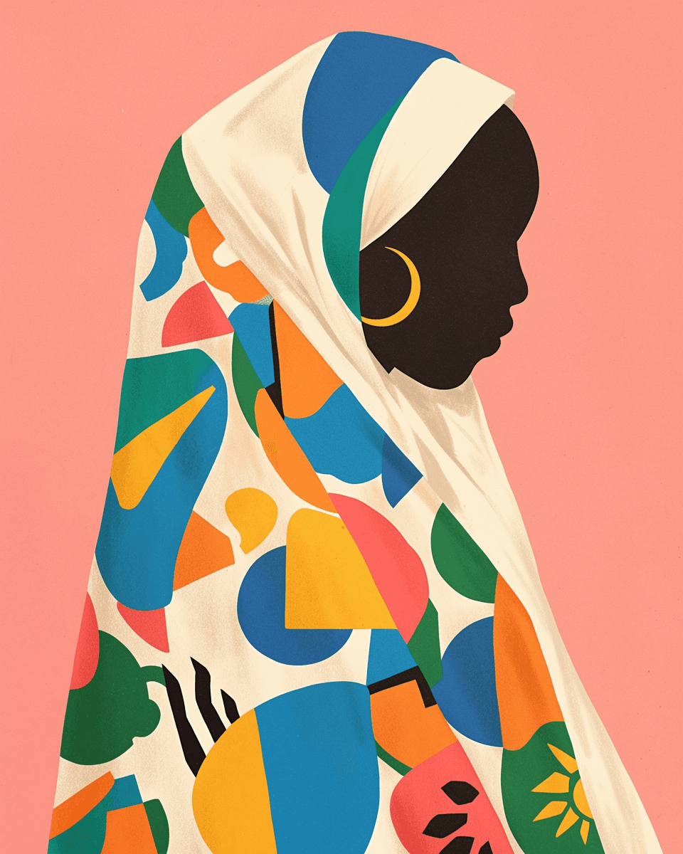 Abstract Woman Carnival original repeating artwork