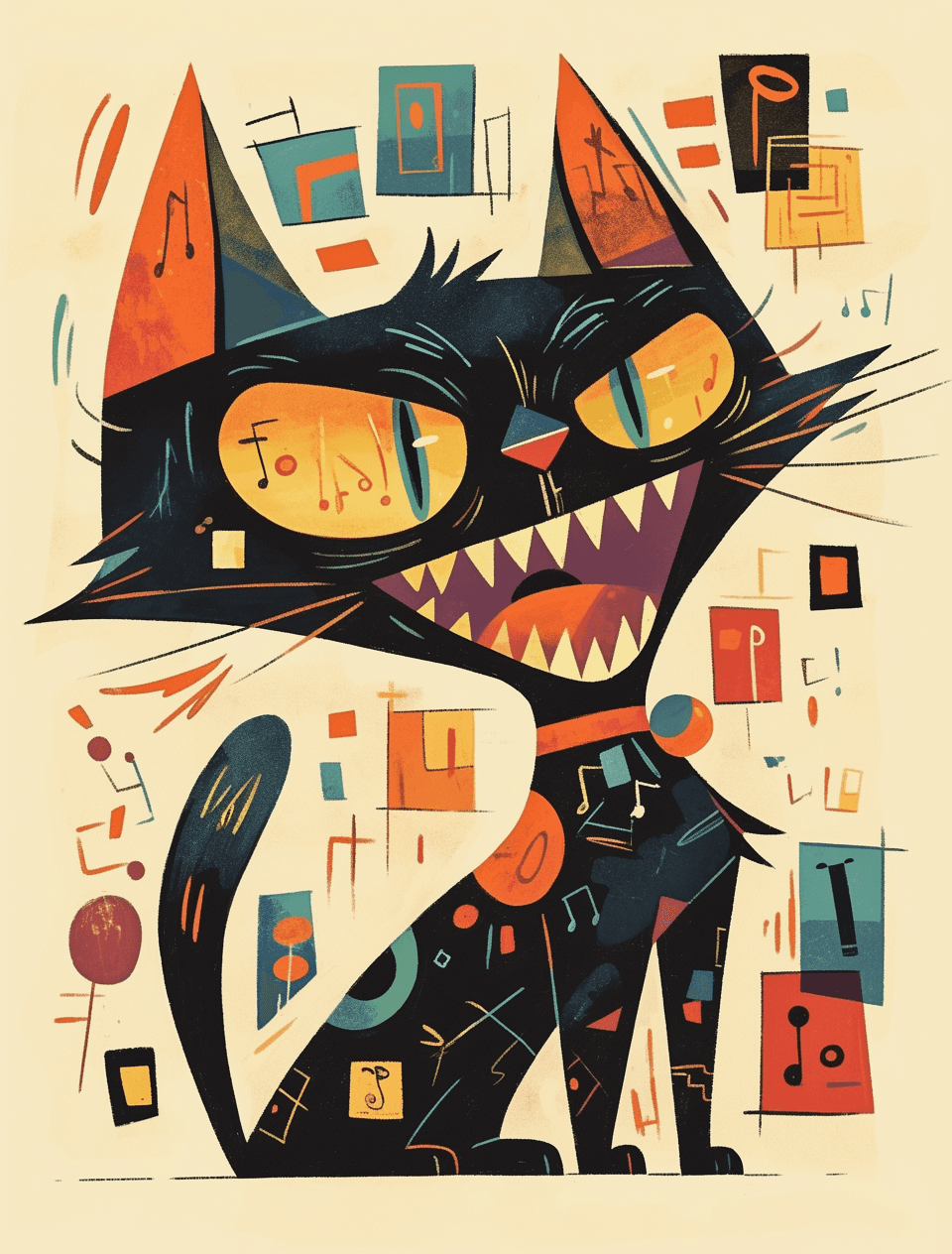 Abstract Cat Session original repeating artwork