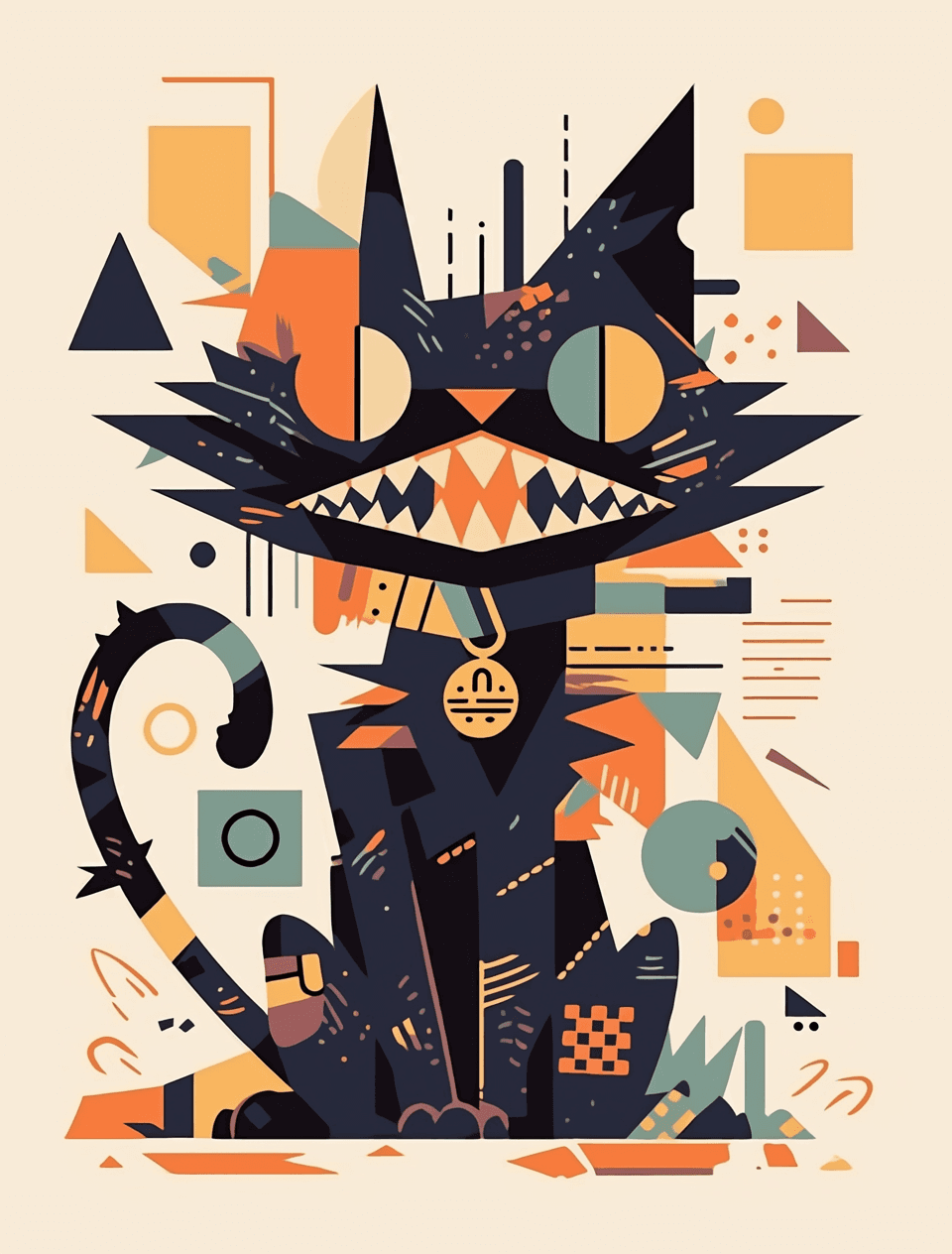 Abstract Cat Bop original repeating artwork
