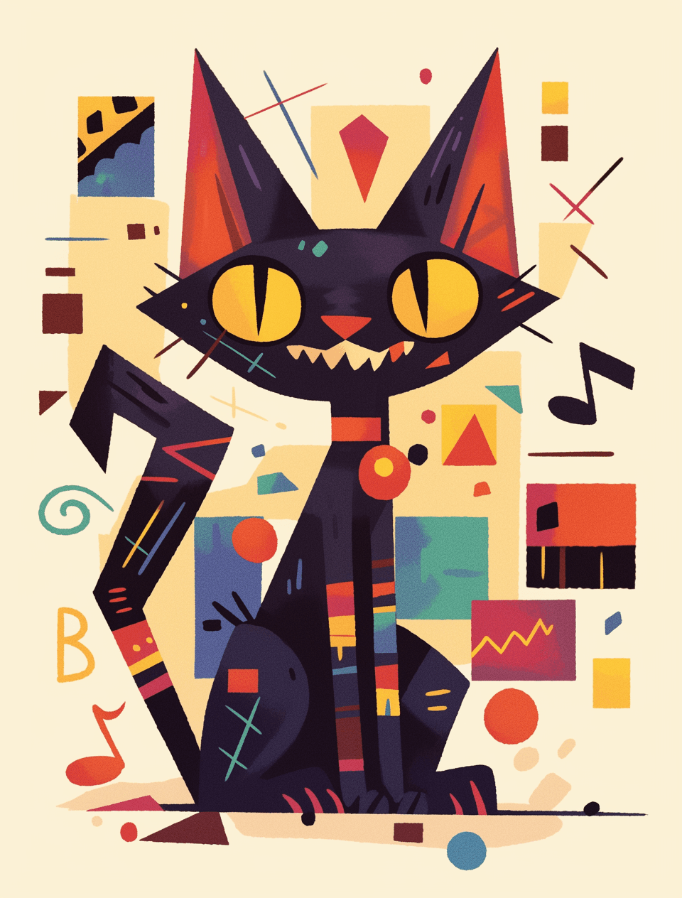 Abstract Cat Club original repeating artwork