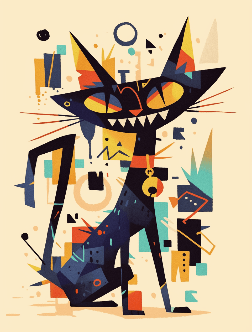 Abstract Cat original repeating artwork