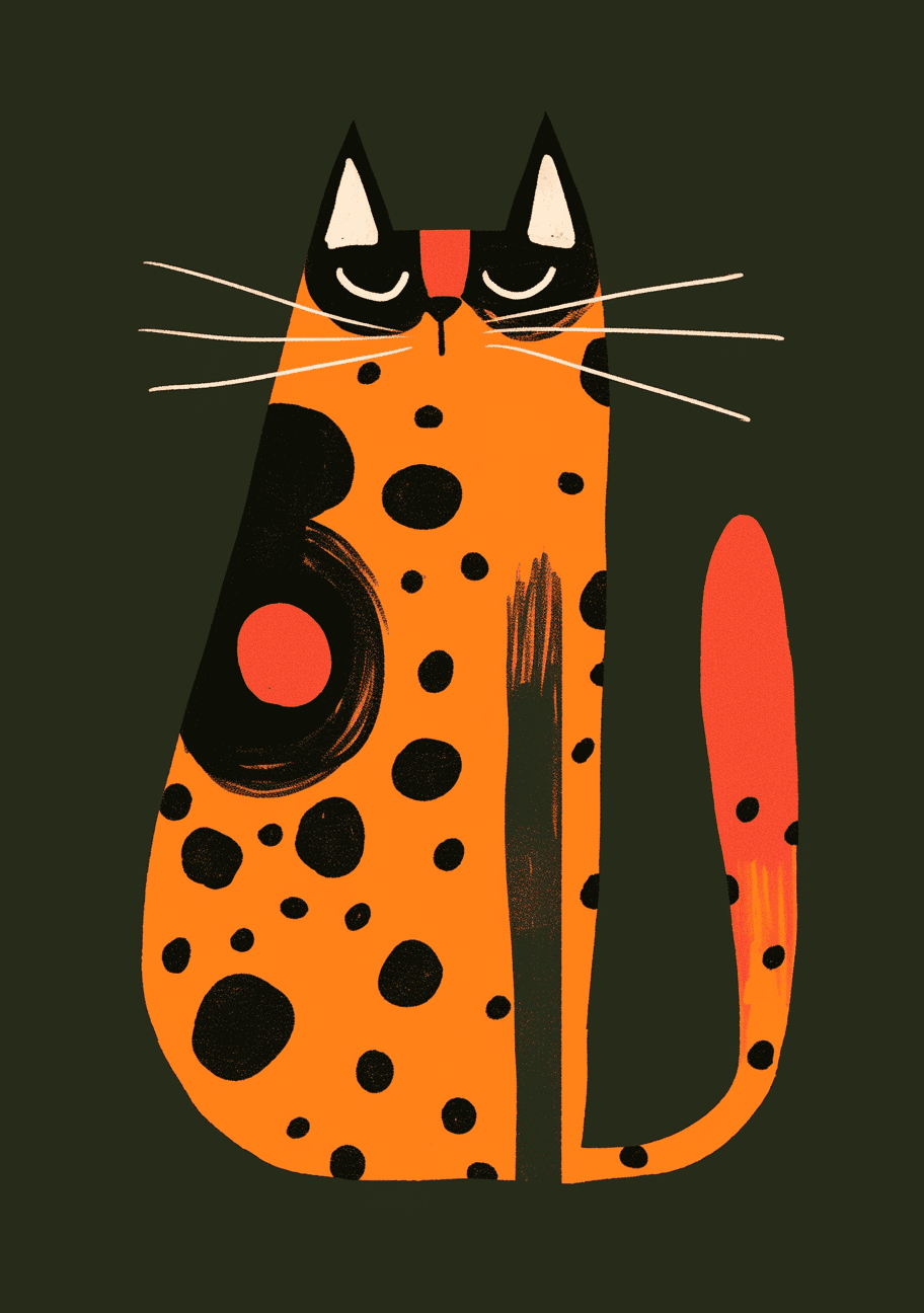 Abstract Cat Picnic original repeating artwork