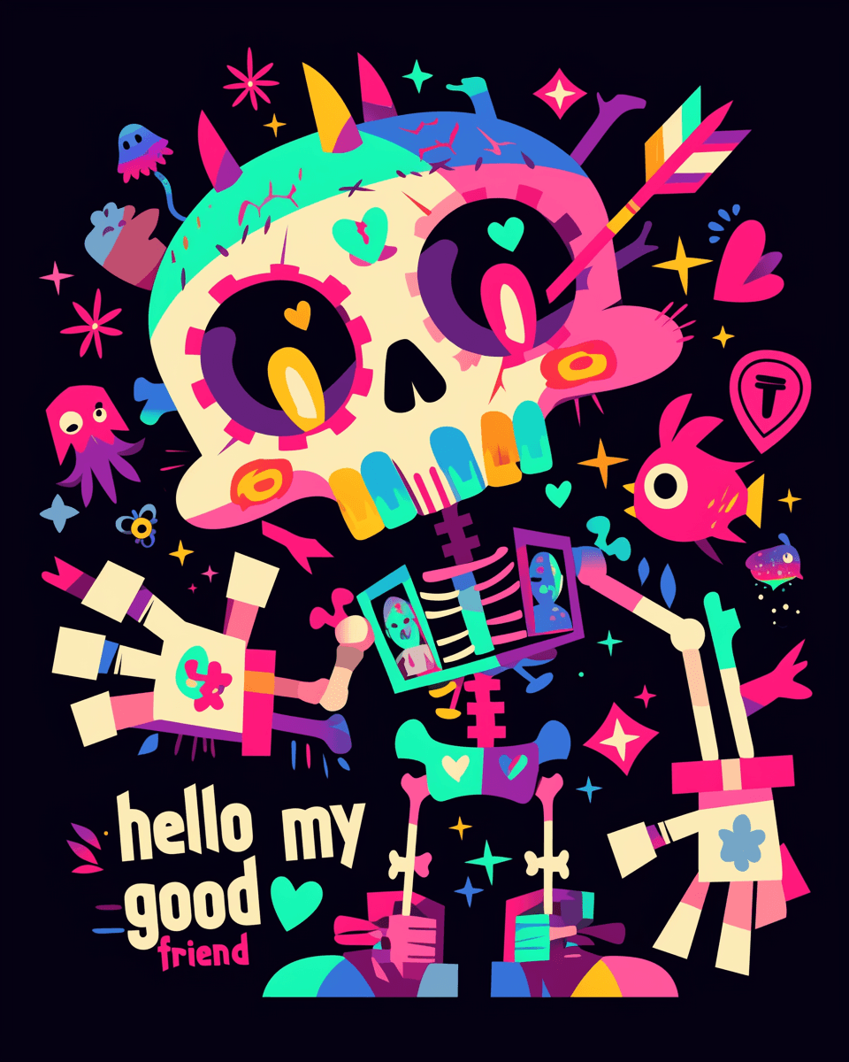 Abstract Skull Club original repeating artwork