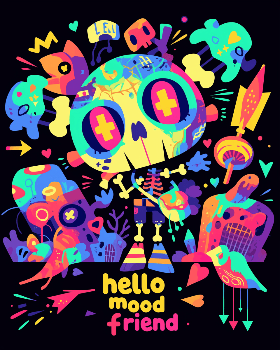Abstract Skull original repeating artwork