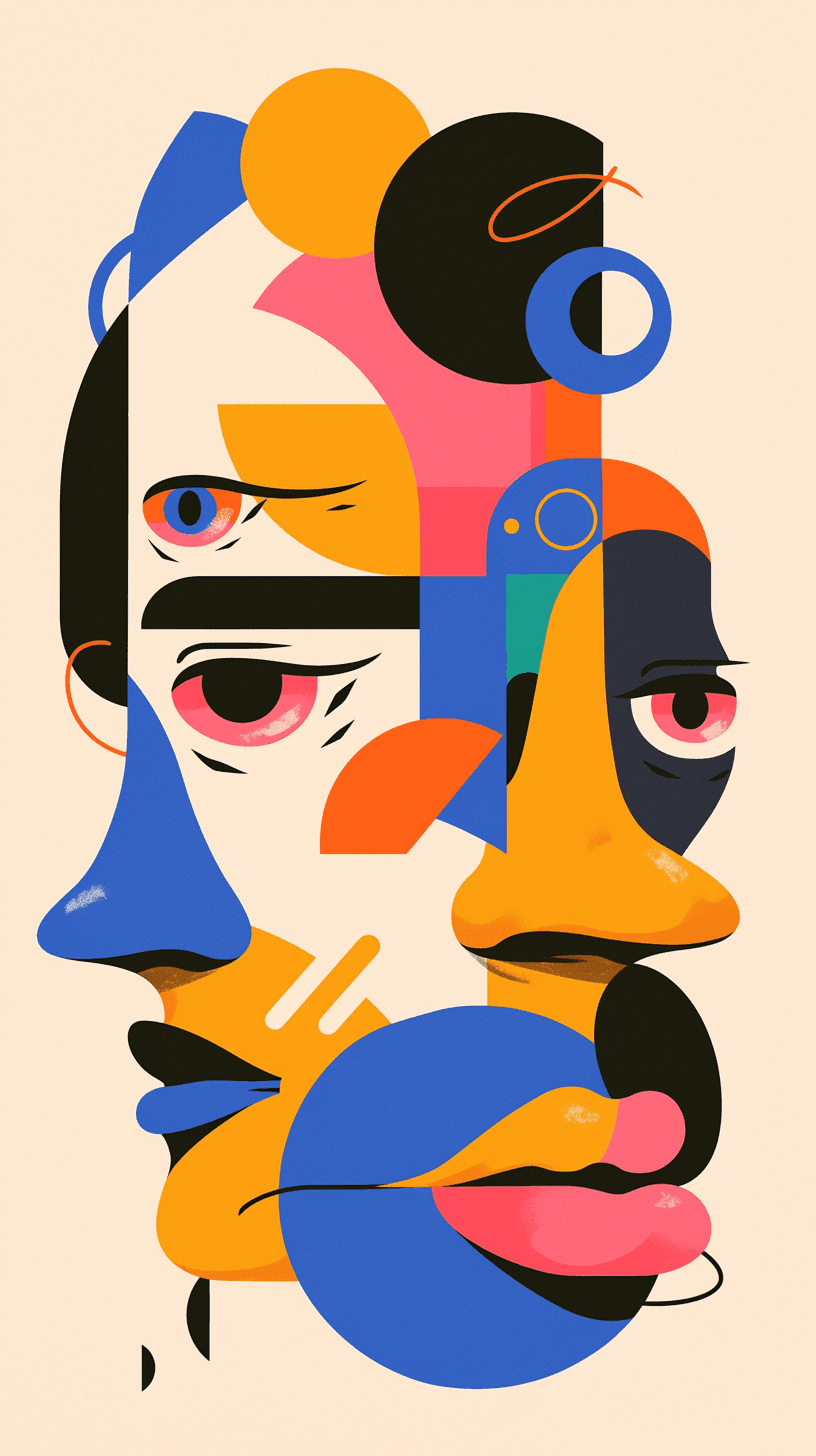 Abstract Face Club original repeating artwork