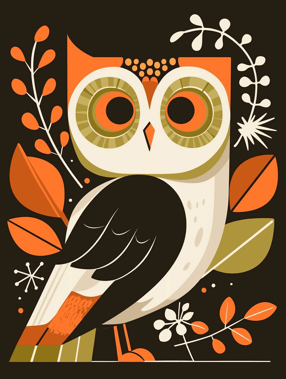Abstract Owl Party original repeating artwork