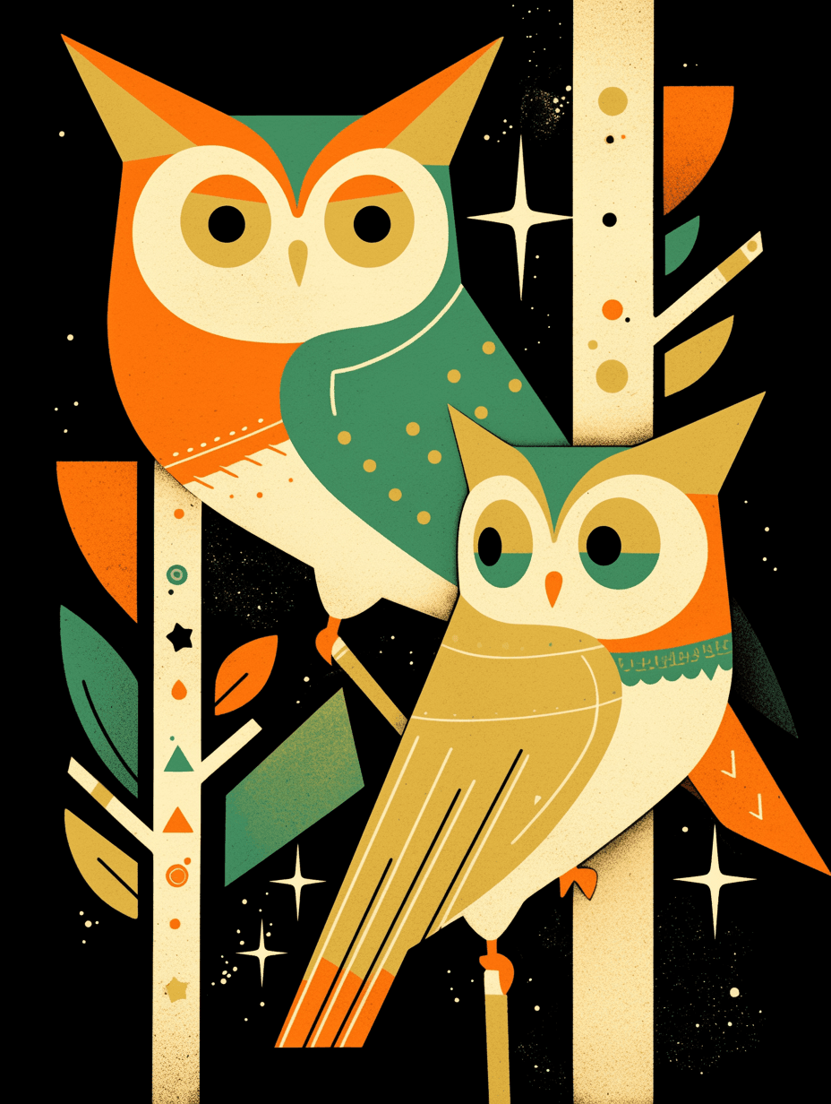 Abstract Owl Pals original repeating artwork
