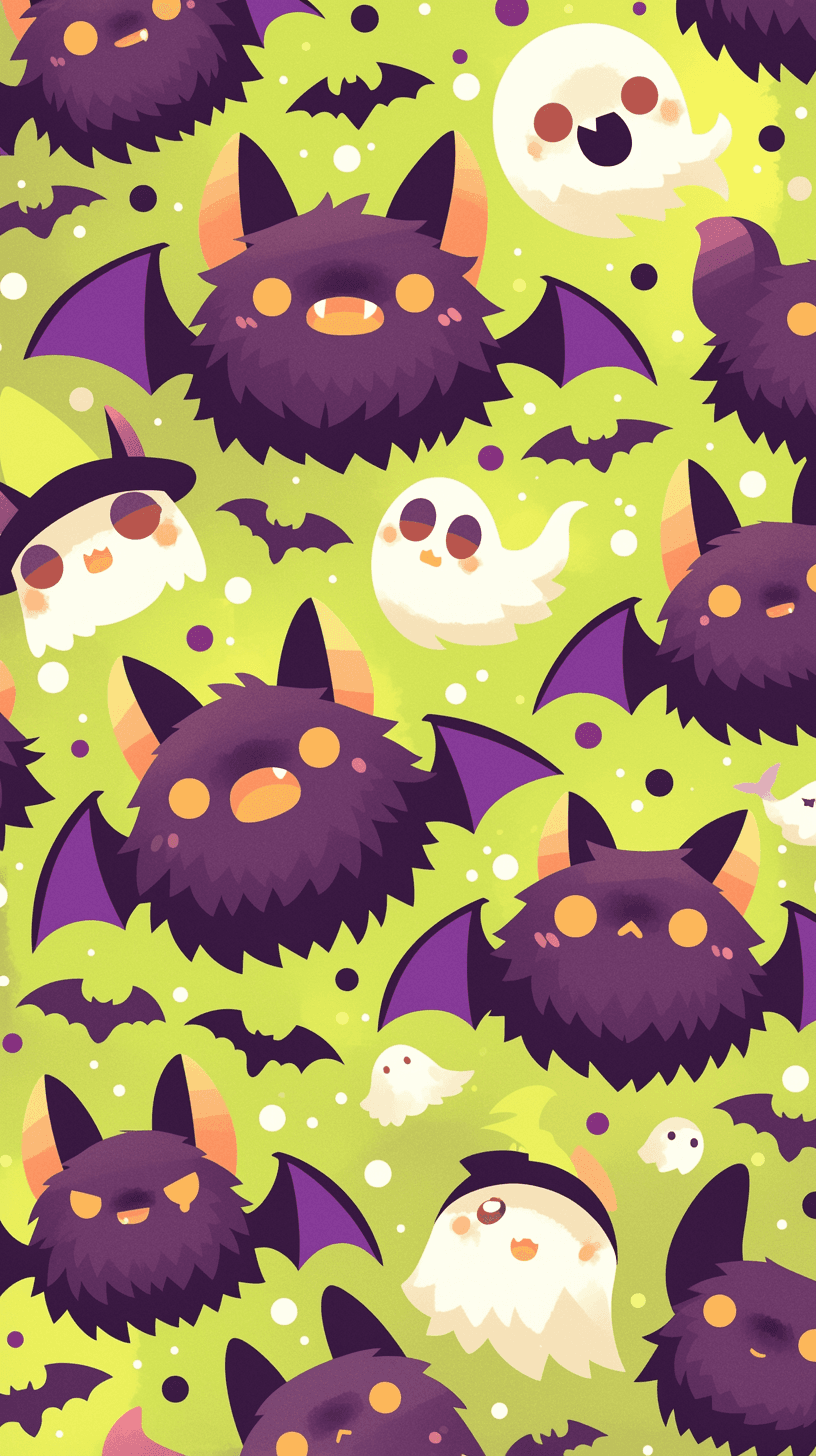Halloween Bat Rooftop original repeating artwork
