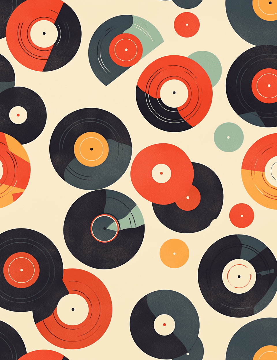 Retro Vinyl Parade original repeating artwork