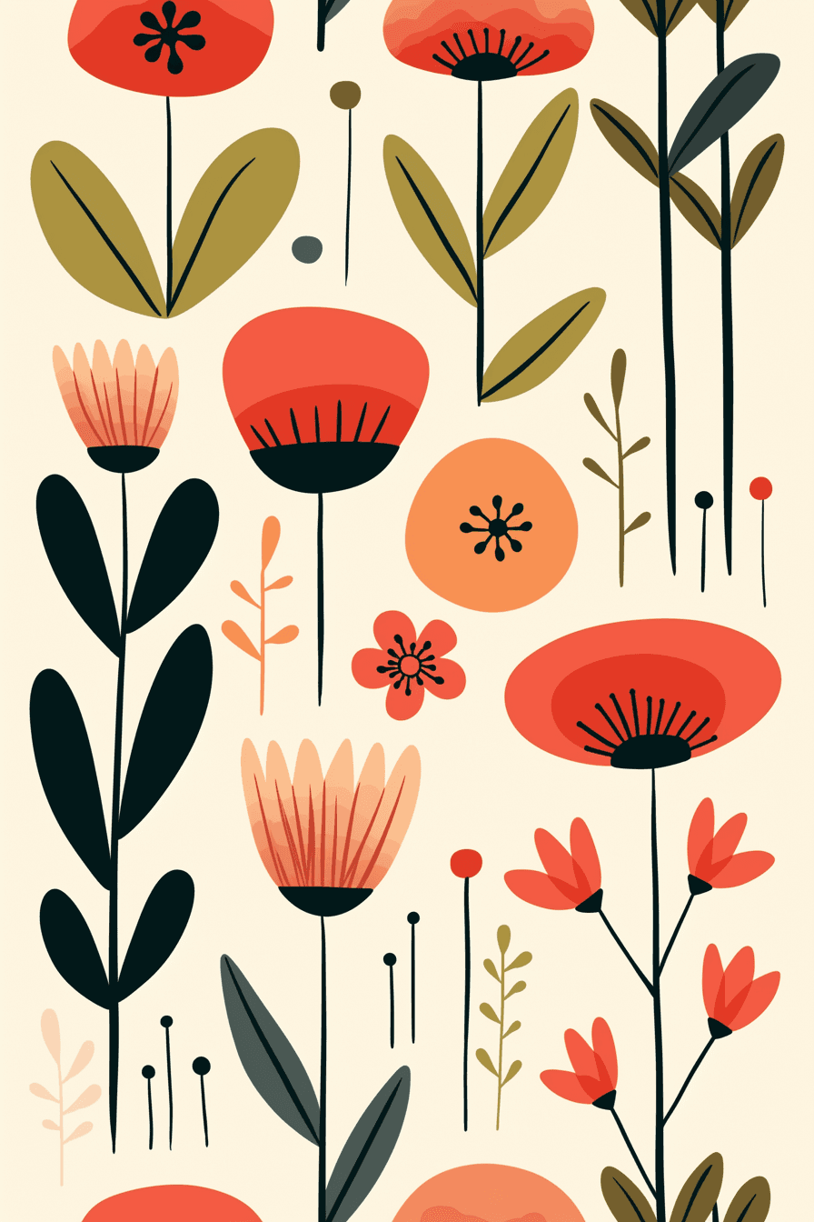 Retro Bloom Midnight original repeating artwork
