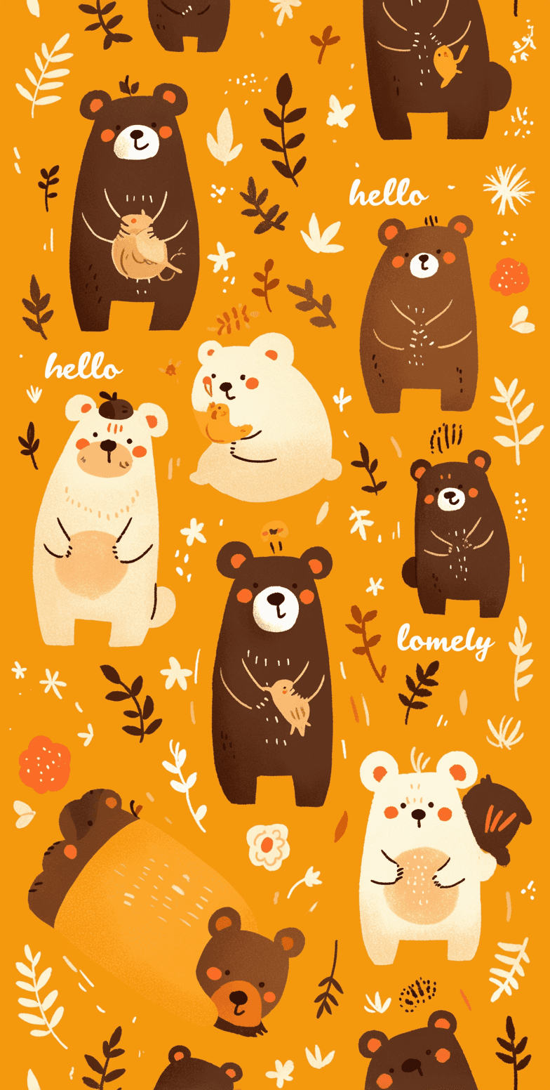 Retro Bear Zip original repeating artwork