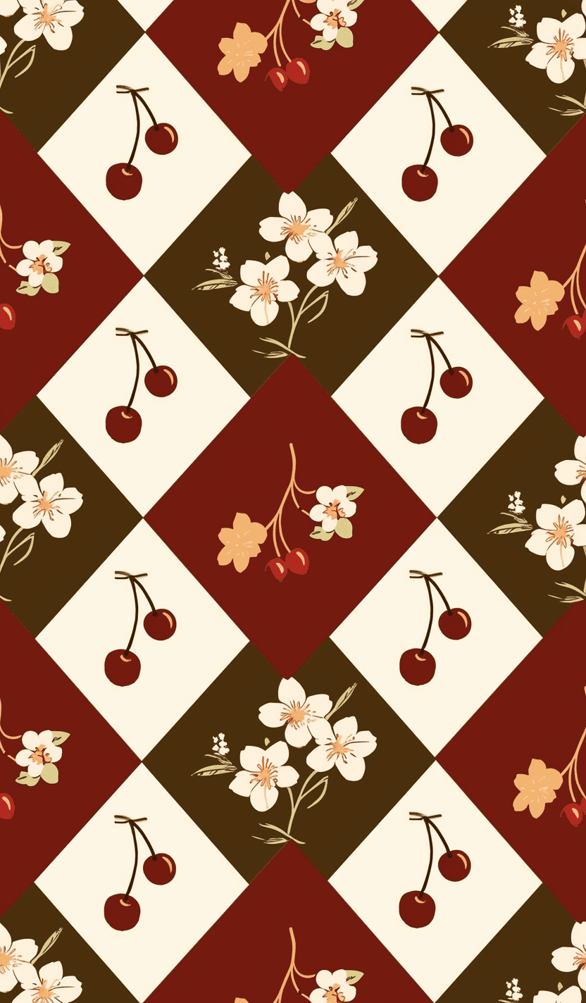 Cherry Picnic original repeating artwork