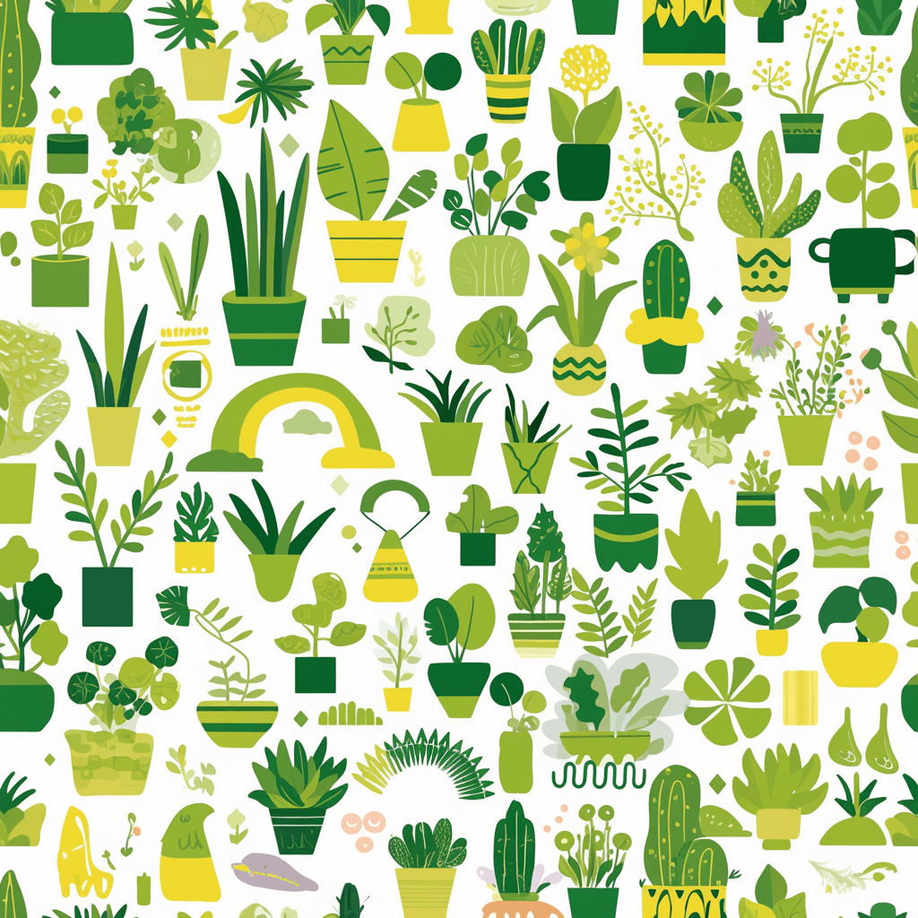 Plants Picnic original repeating artwork
