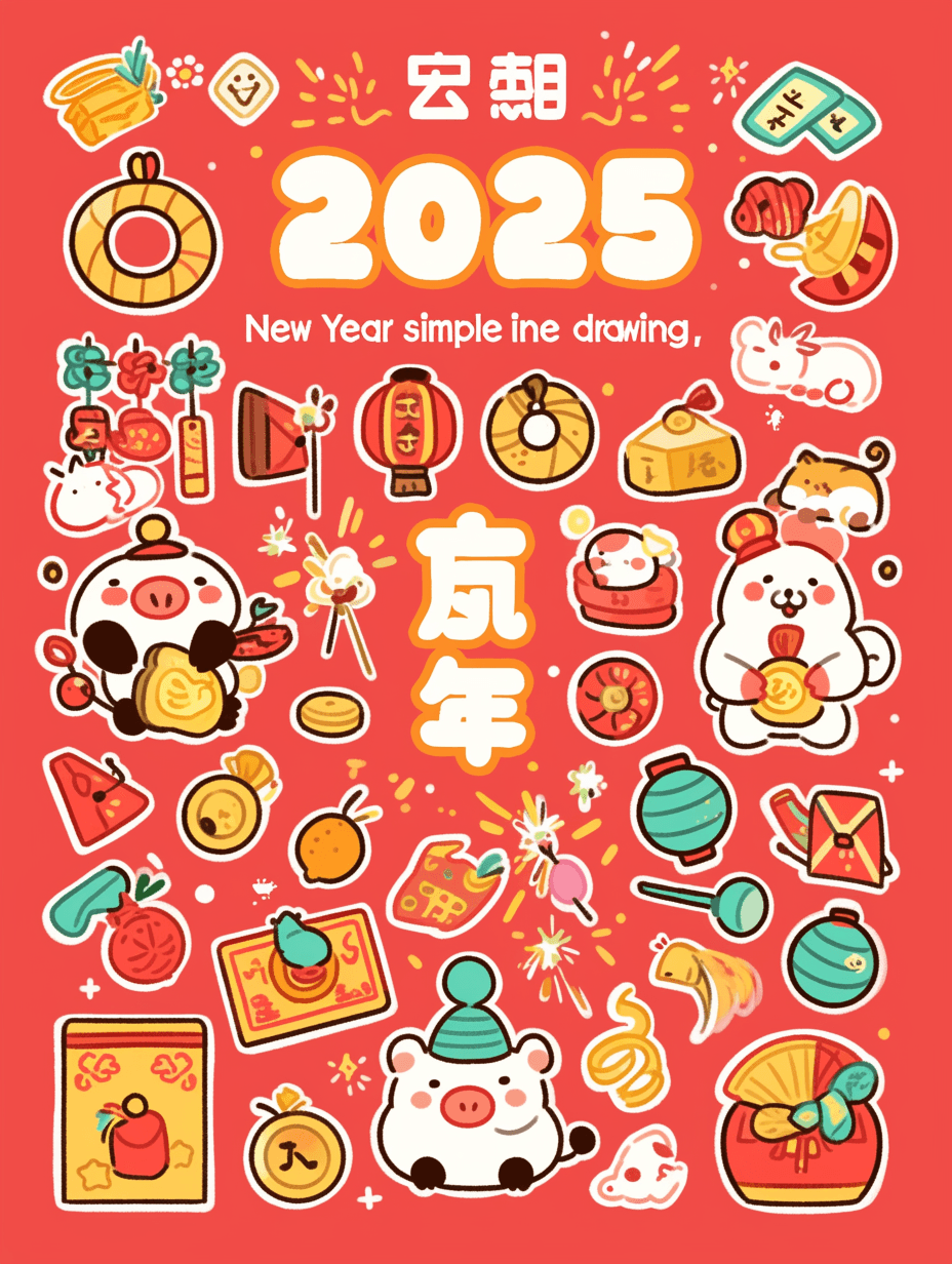 Lunar New Year Design Picnic original repeating artwork