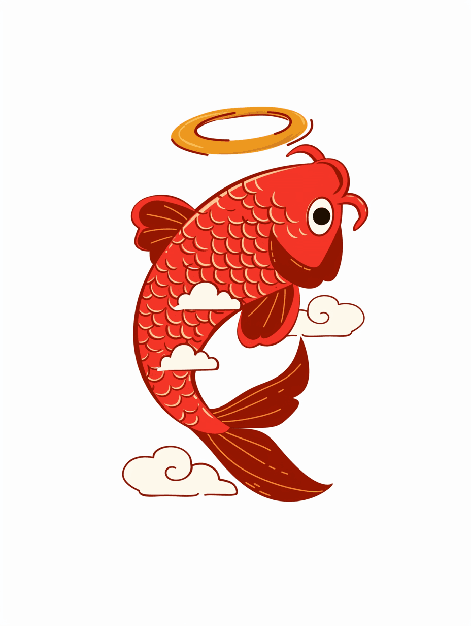 Lunar New Year Fish Squad original repeating artwork