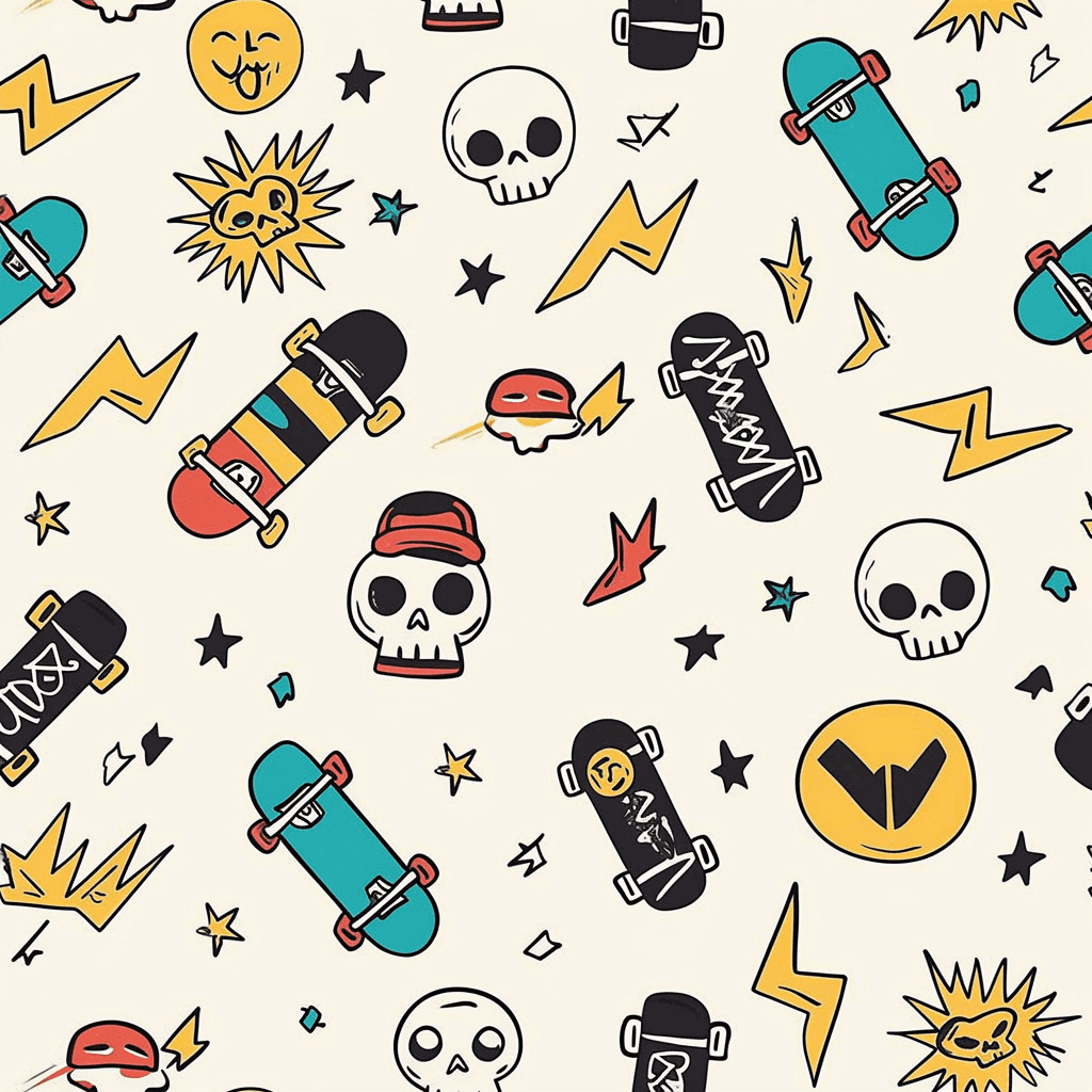 Skateboard Glow original repeating artwork