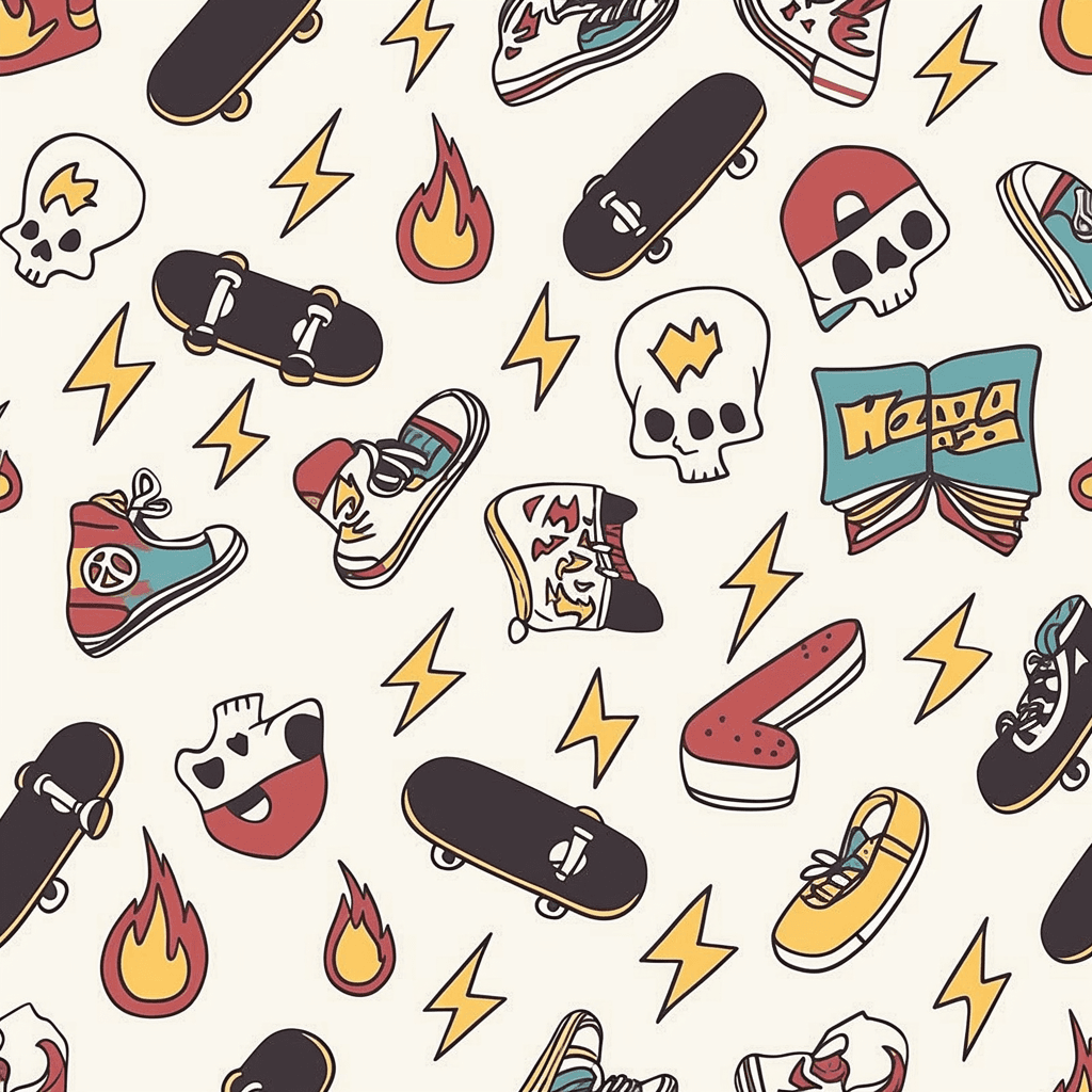 Skateboard Neon original repeating artwork