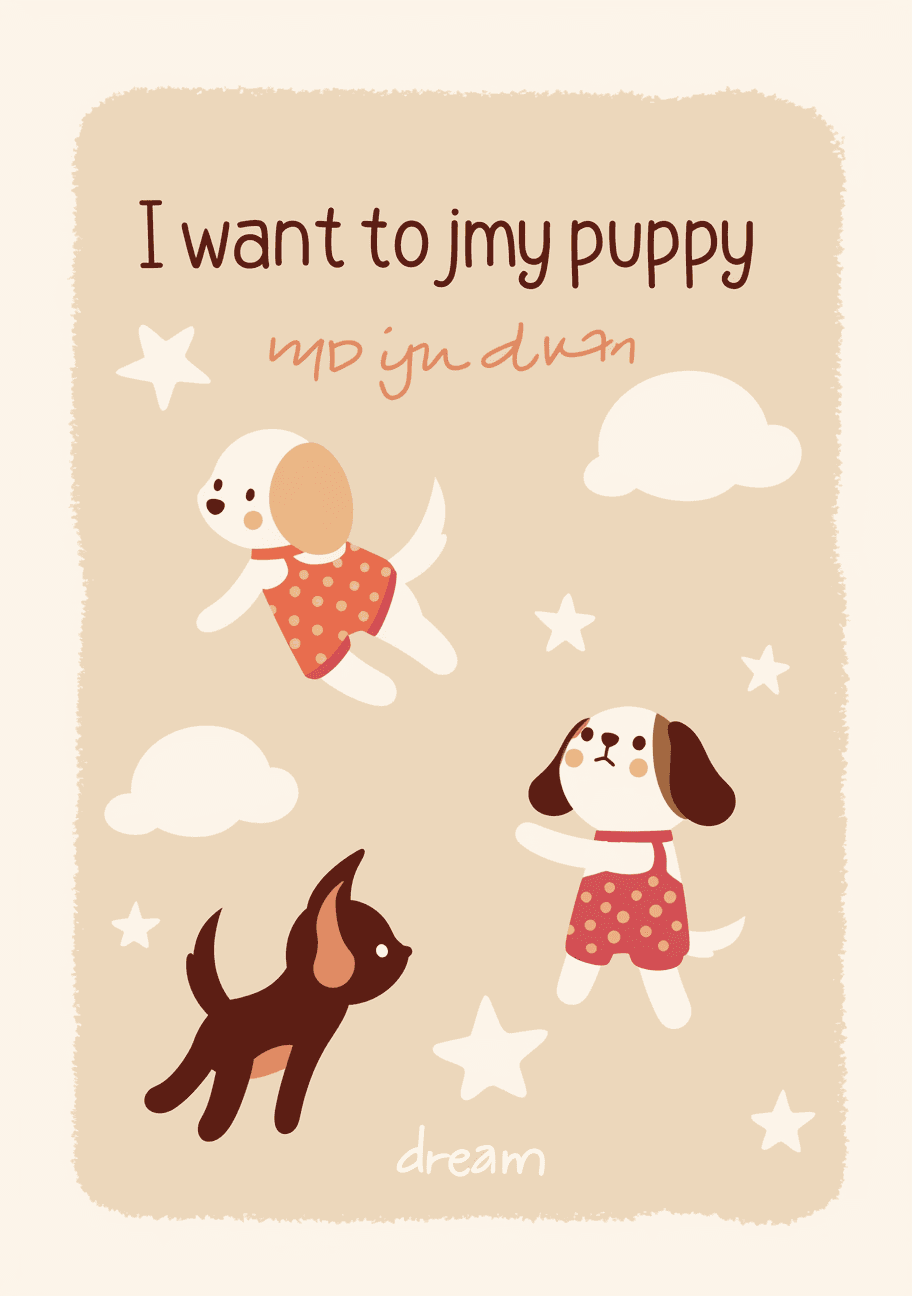 Puppy Bloom original repeating artwork