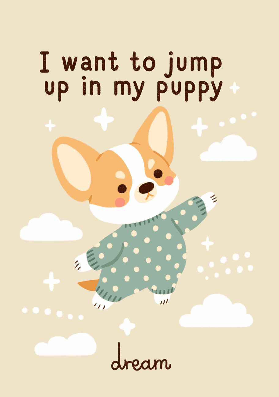 Puppy Grow original repeating artwork