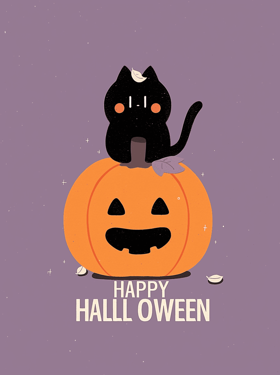 Halloween Cat Picnic original repeating artwork