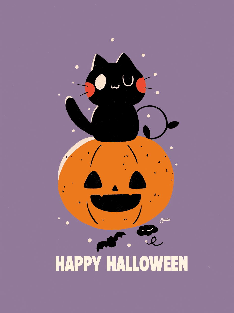 Halloween Cat Groove original repeating artwork