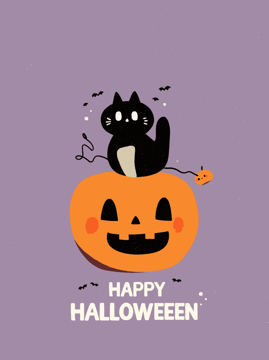 Halloween Cat Buzz original repeating artwork