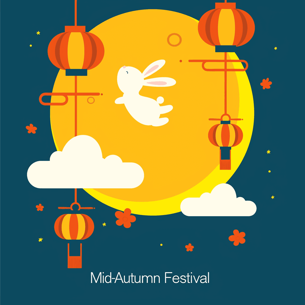 Mid-Autumn Bunny Jam original repeating artwork