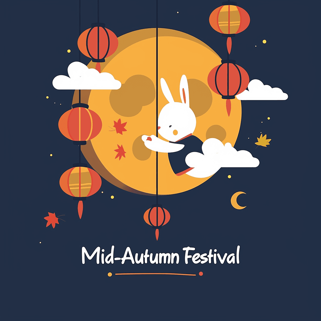 Mid-Autumn Bunny Bop original repeating artwork