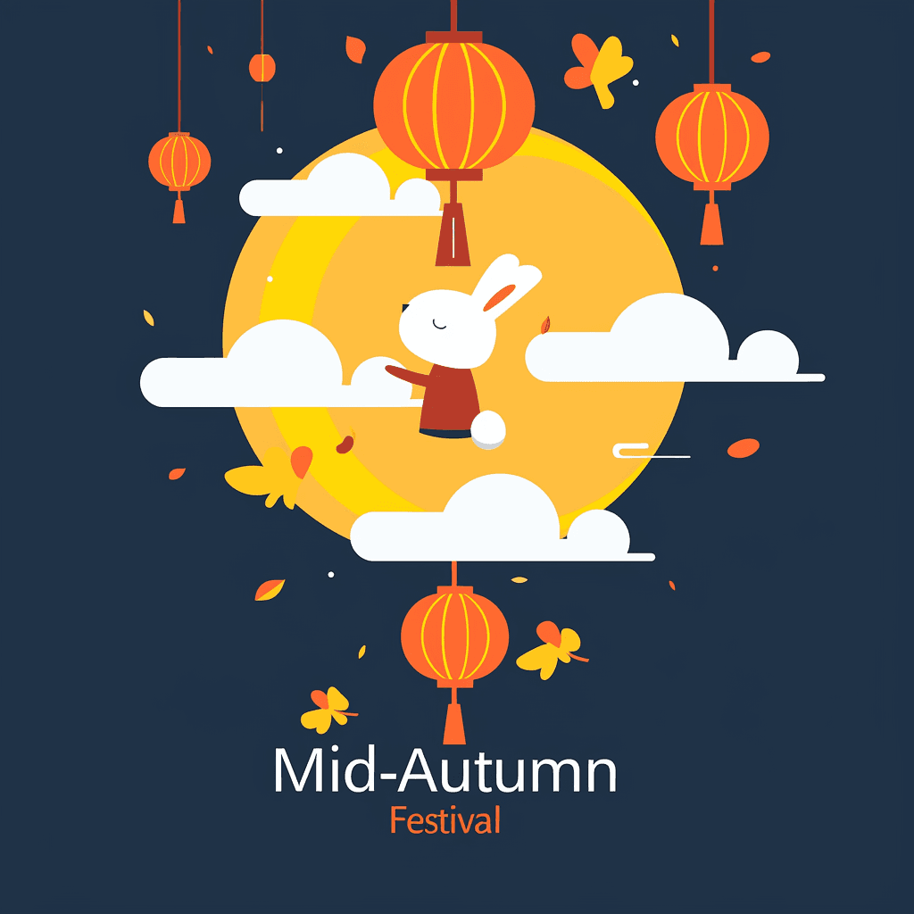 Mid-Autumn Bunny Picnic original repeating artwork