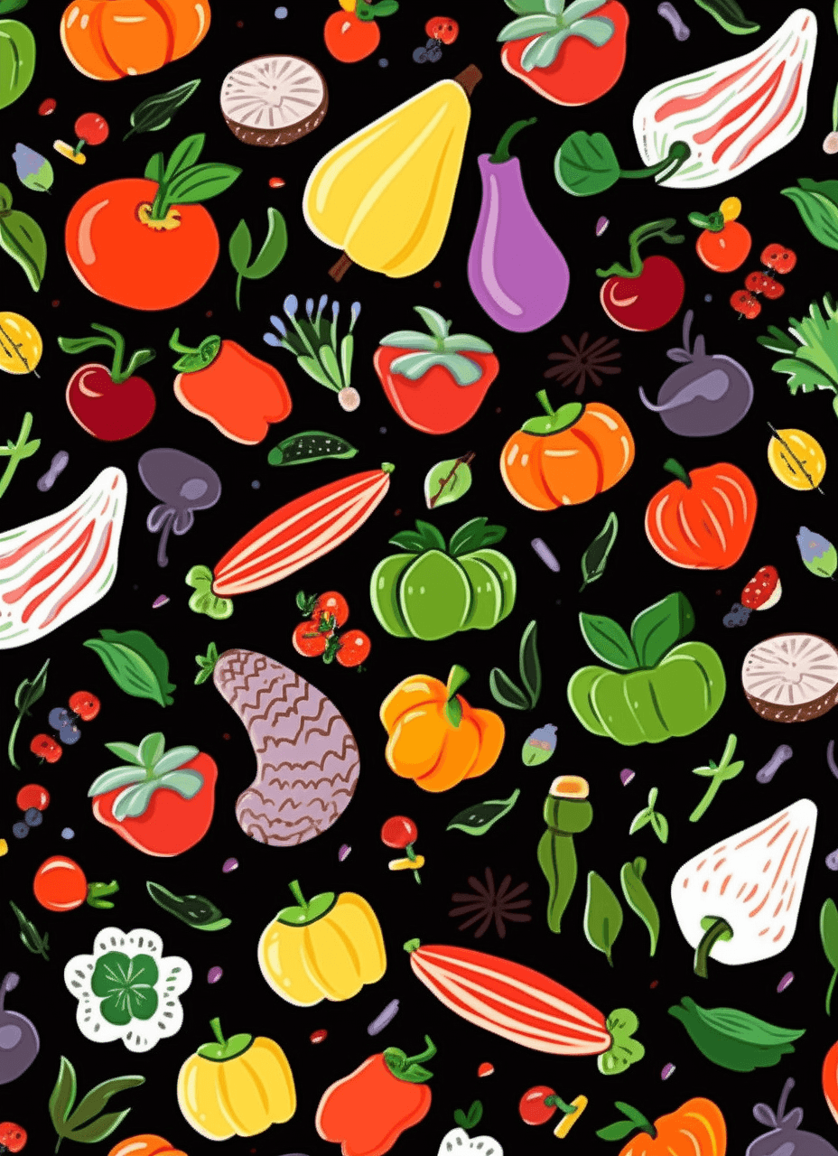 Veggies Daybreak original repeating artwork