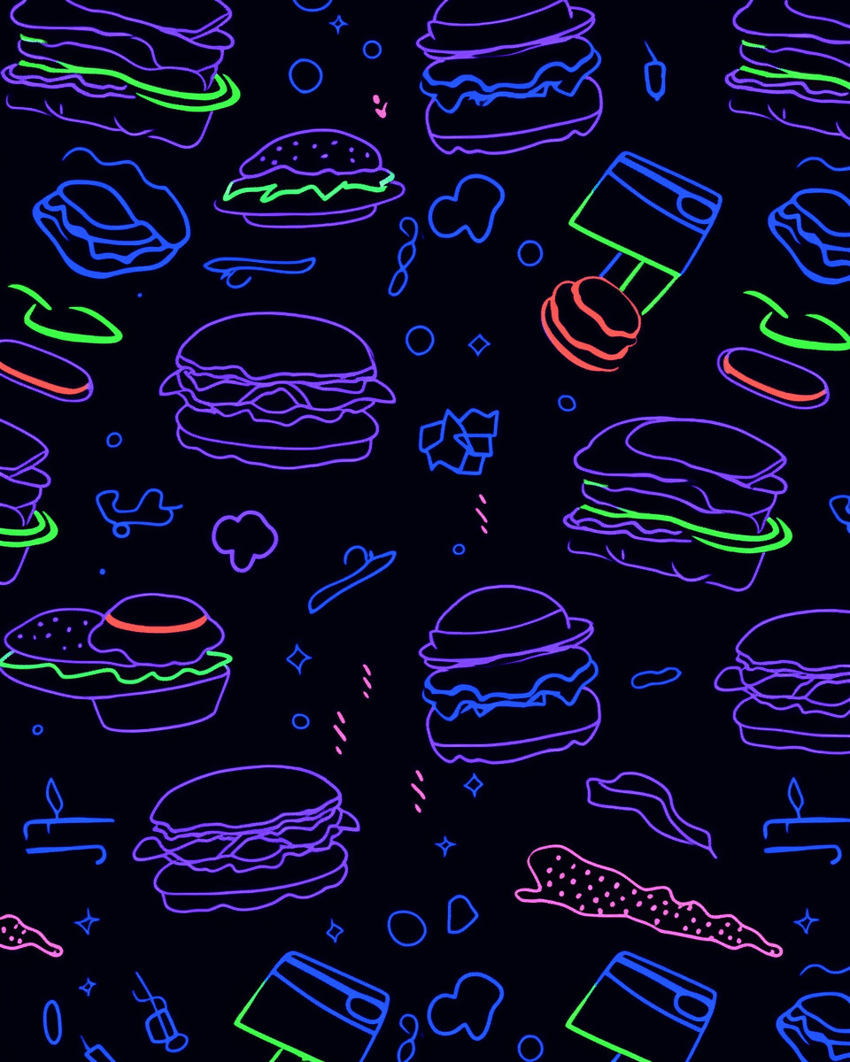 Burger Bop original repeating artwork