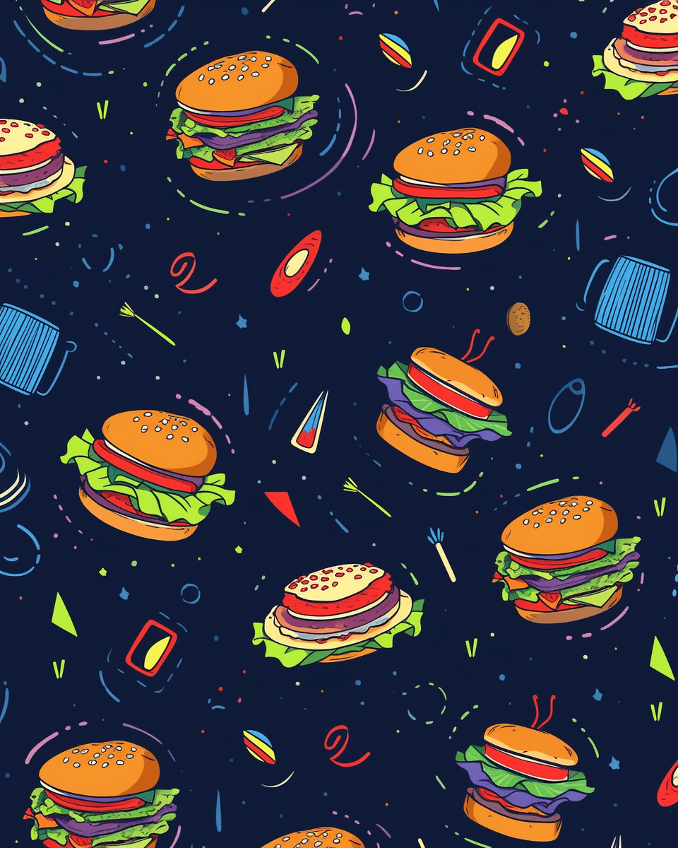Burger Pop original repeating artwork