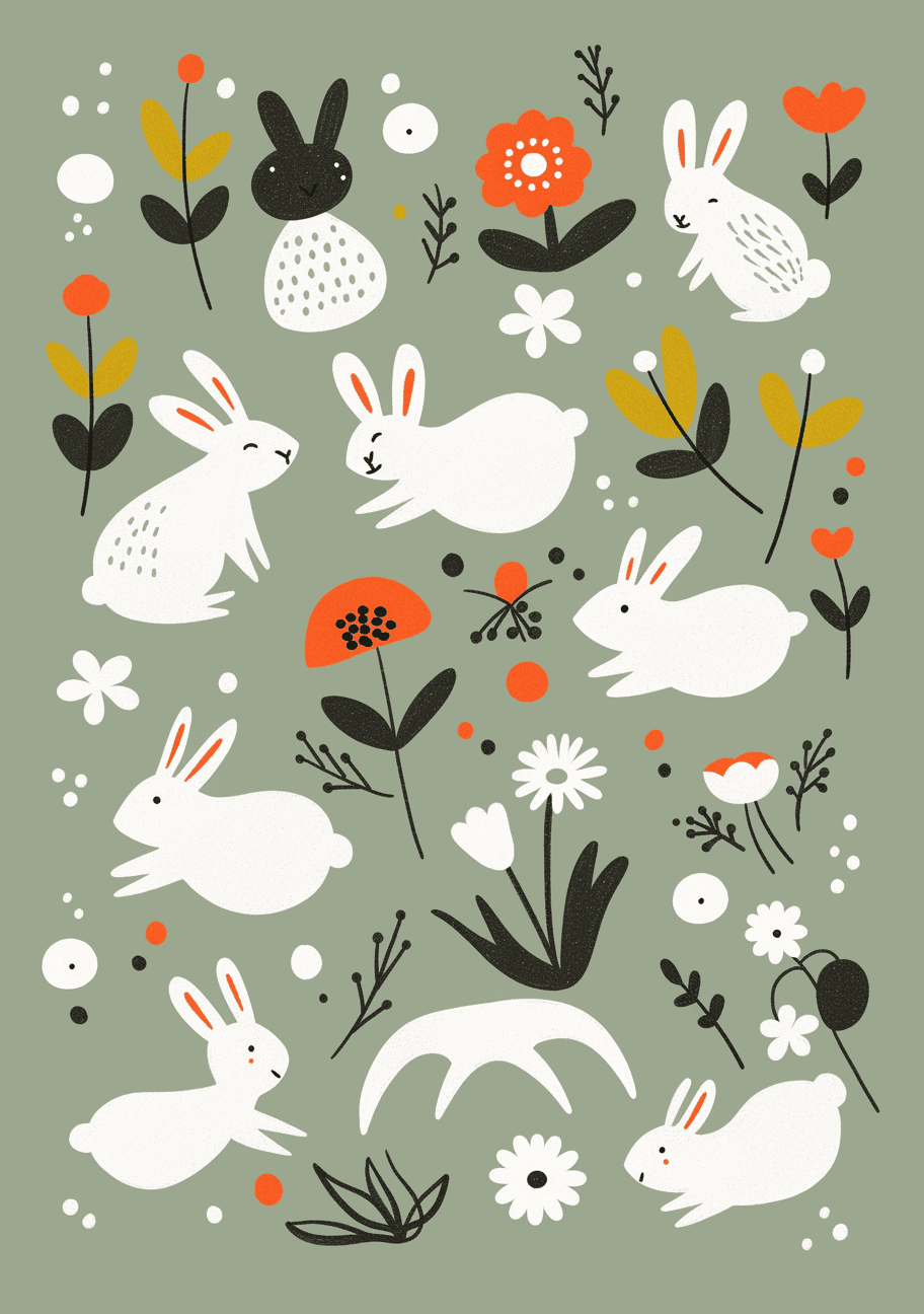 Holiday Bunny 004 original repeating artwork