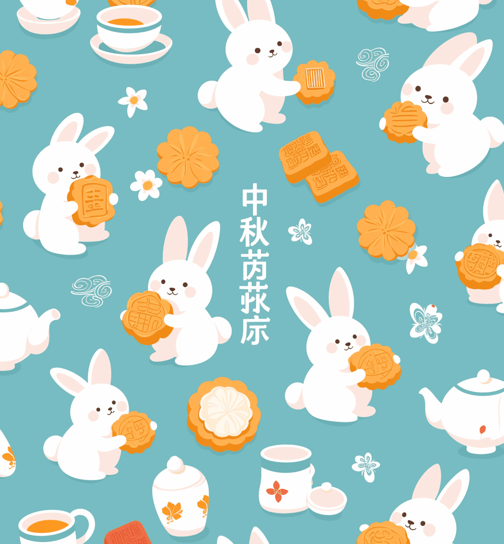 Mid-Autumn Bunny Festival original repeating artwork
