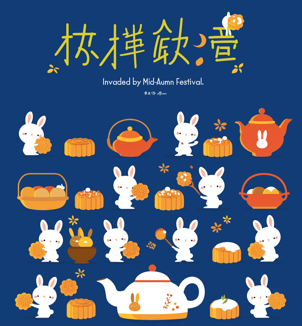 Mid-Autumn Bunny Beats original repeating artwork