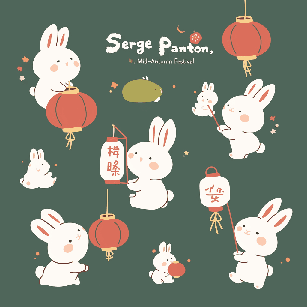 Mid-Autumn Bunny Pals original repeating artwork
