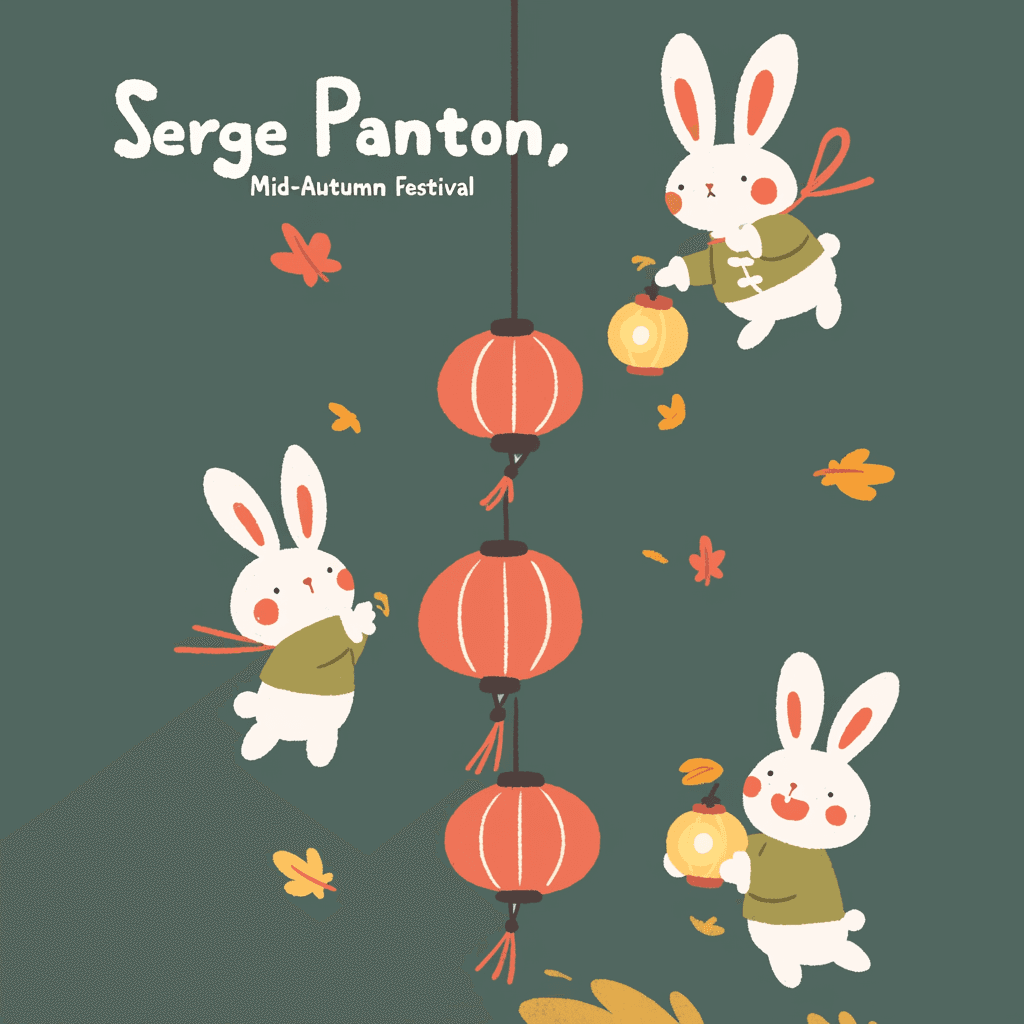 Mid-Autumn Bunny Show original repeating artwork