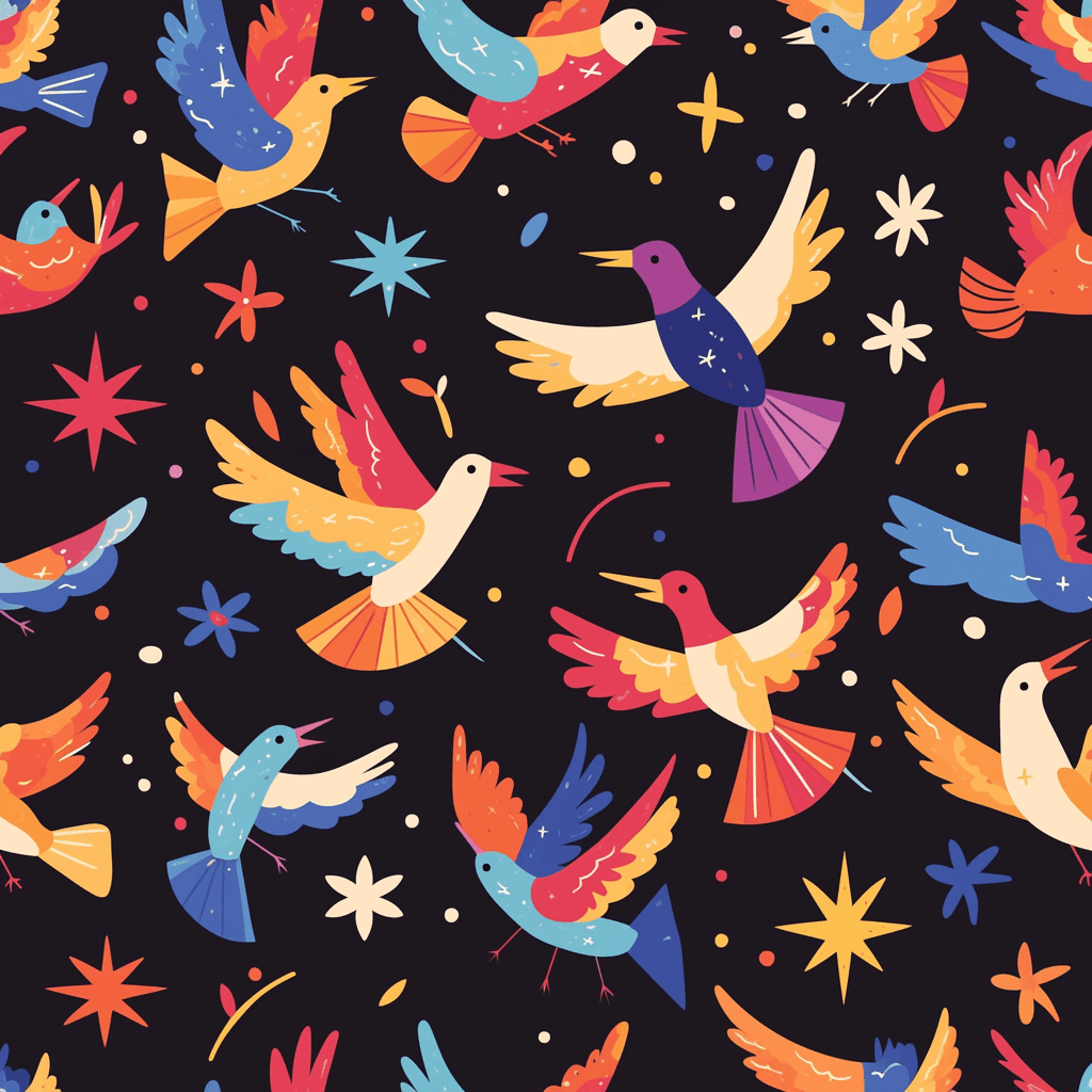 Bird Burst original repeating artwork